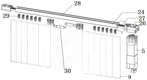 Electric ascending and descending enclosure curtain and uniform air supply fast drying system of clothes drying machine