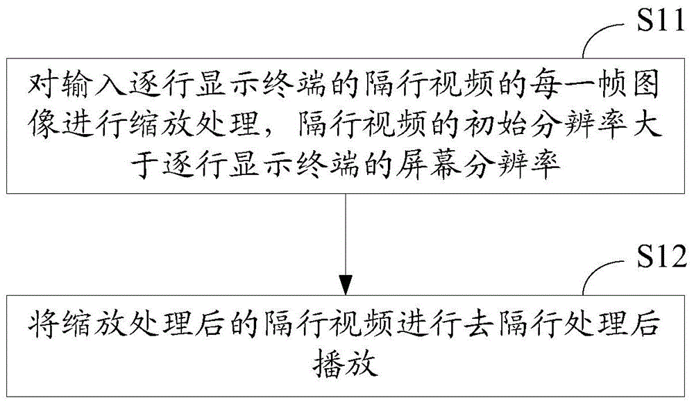 Line-by-line display terminal, video displaying method and image processing device