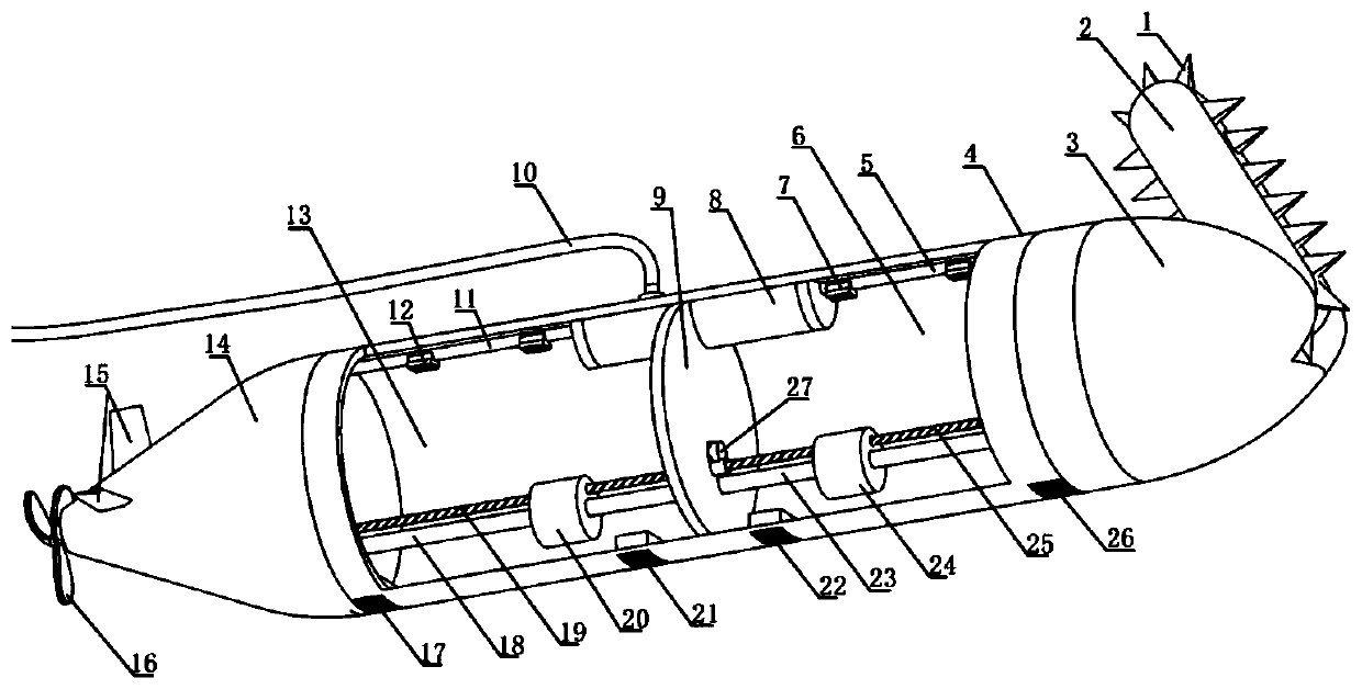 Cutting-type unmanned under-ice icebreaking submersible vehicle