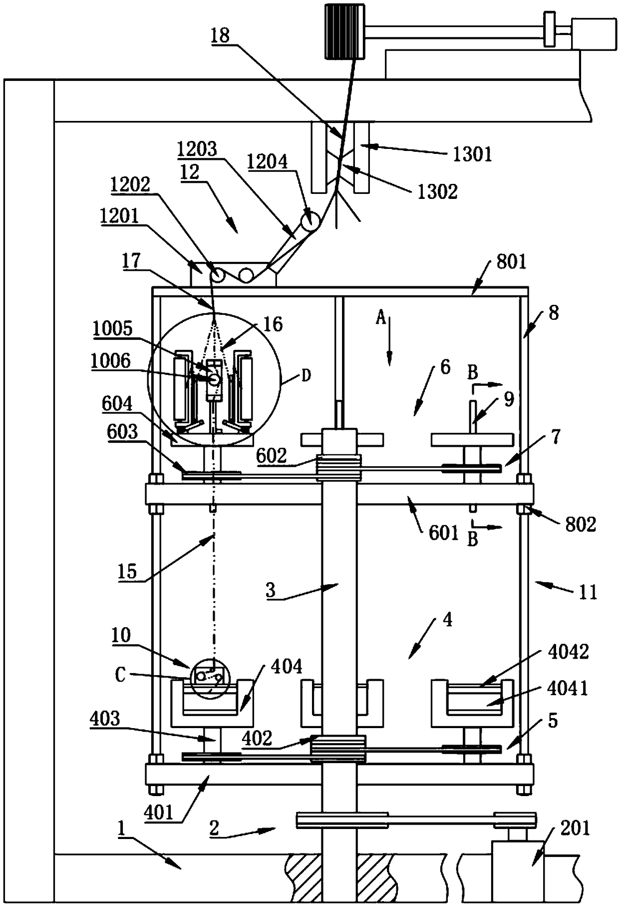 Core three-stranded-rope forming machine