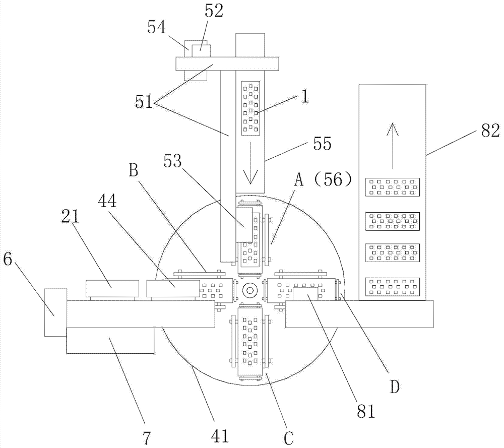 A glue peeling and sticking device