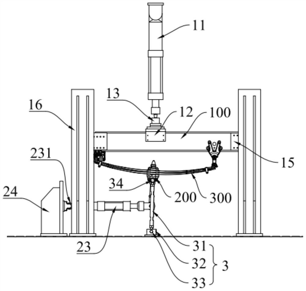 Two-degree-of-freedom loading bench test equipment for steel plate spring