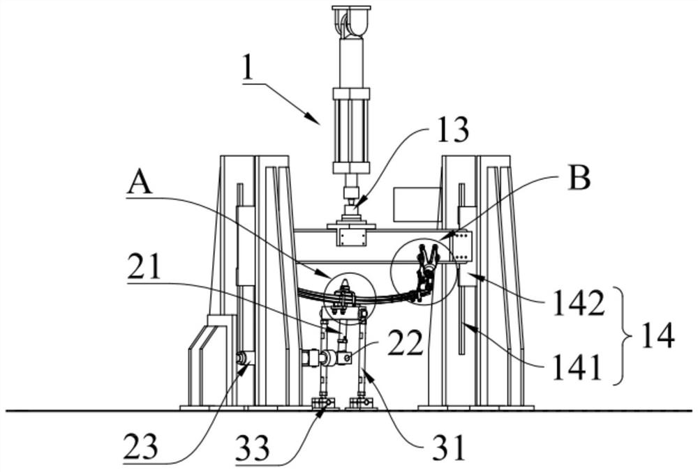 Two-degree-of-freedom loading bench test equipment for steel plate spring