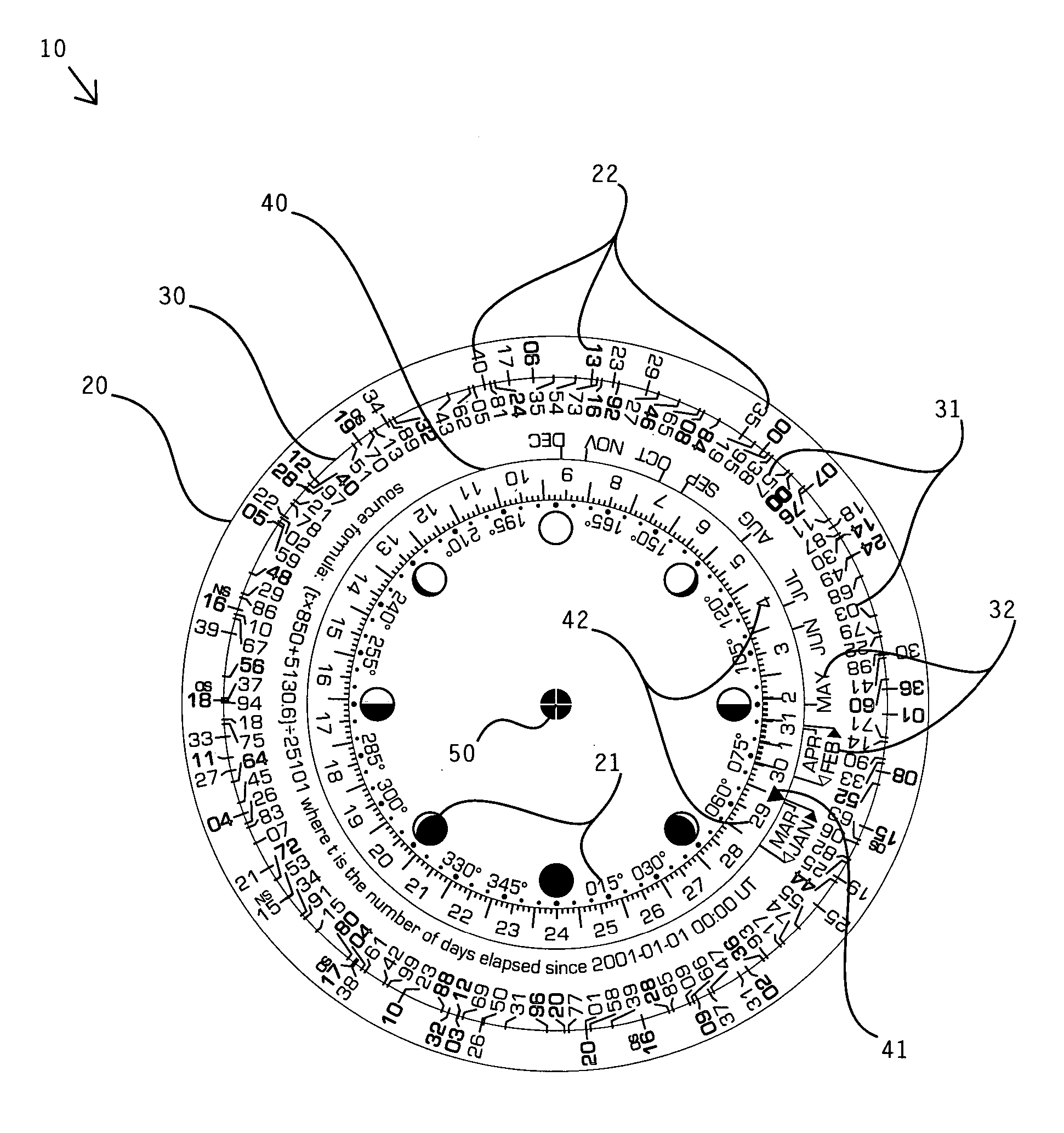 Moon phase wheel chart