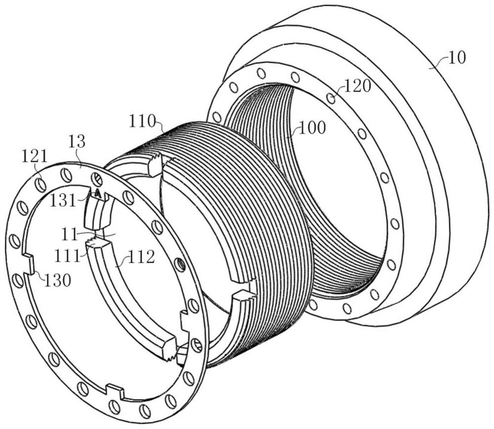 Axial adjusting device and motor