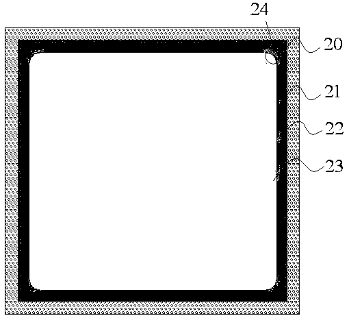 Corner transition structure for flat silk screen