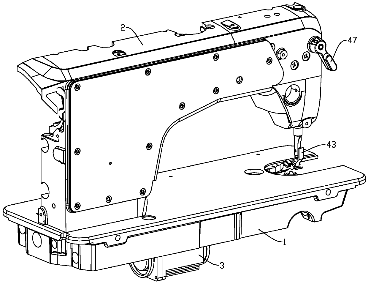 Thread trimming/loosening foot-lifting/pressing device for sewing machine, and sewing machine