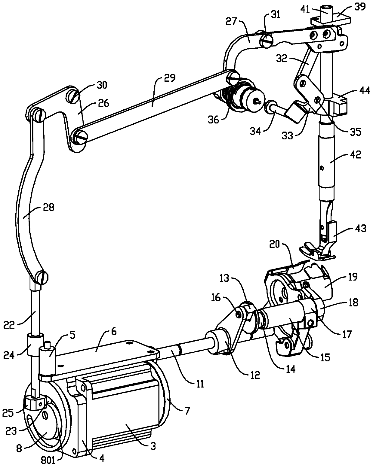 Thread trimming/loosening foot-lifting/pressing device for sewing machine, and sewing machine