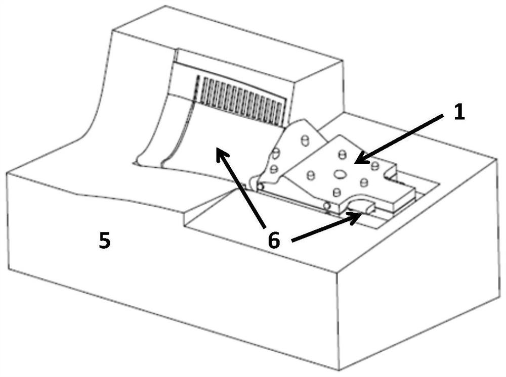 Cold wax block for controlling wall thickness of tenon teeth of hollow turbine working blade and casting method implemented by applying cold wax block