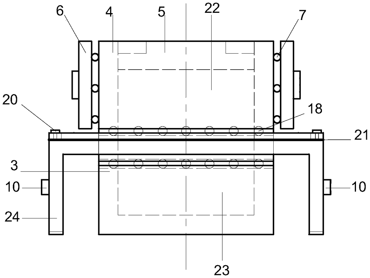 A flexible tensile geomembrane and soil double-sided contact cycle shear test device and test method