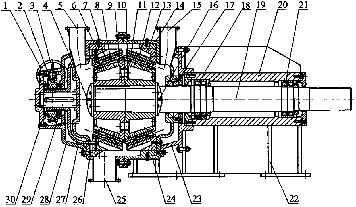 A double-cone refiner with internal flow guide channels