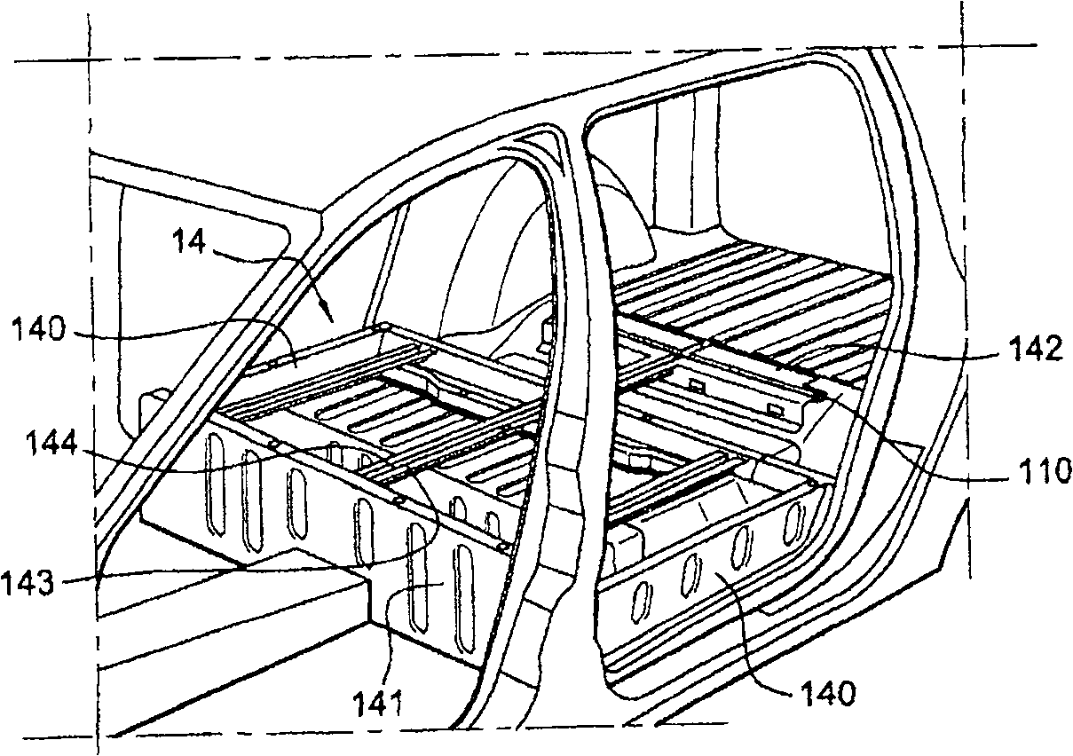 Motor vehicle with carrying goods baseboard structure