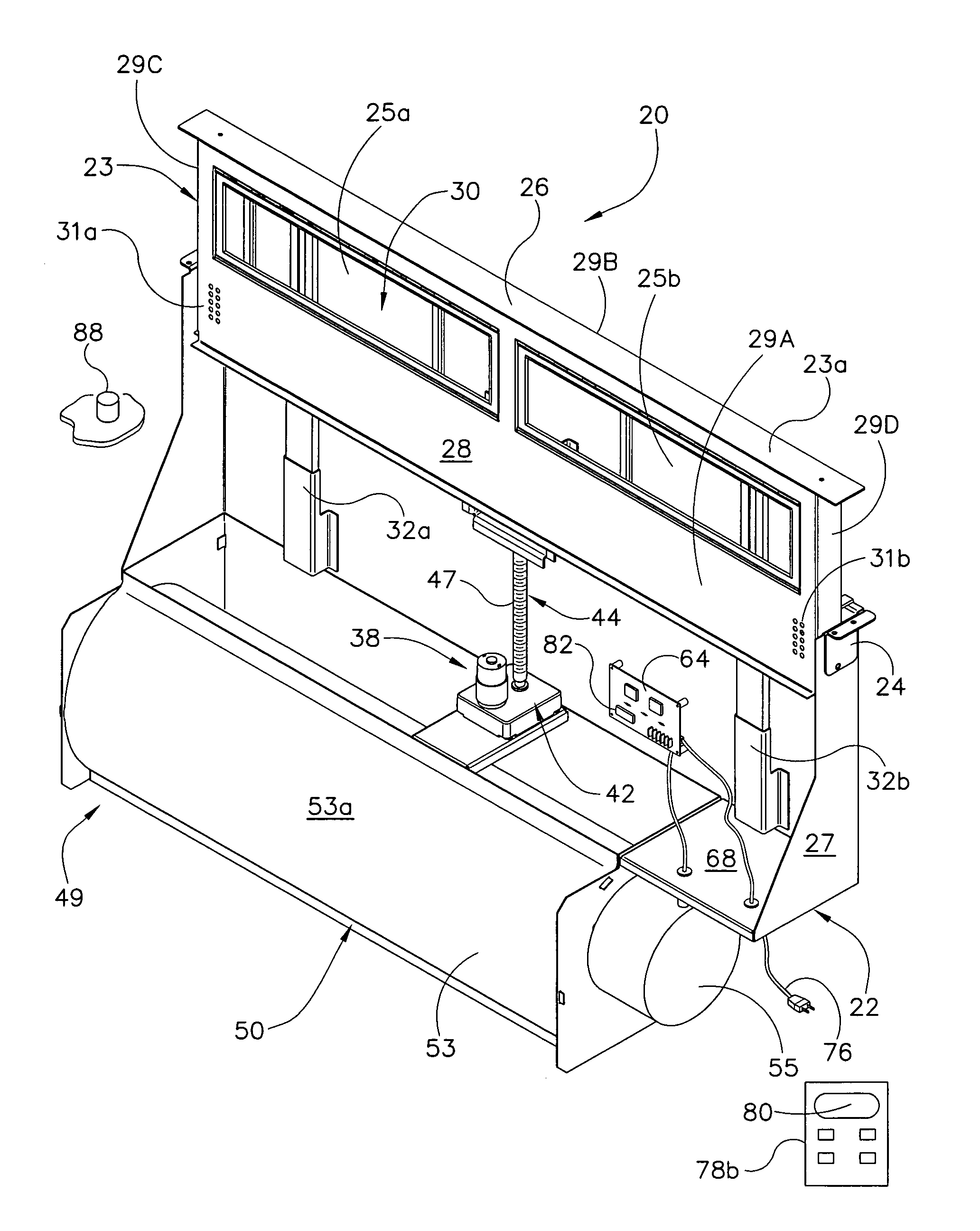 Adjustable downdraft ventilator