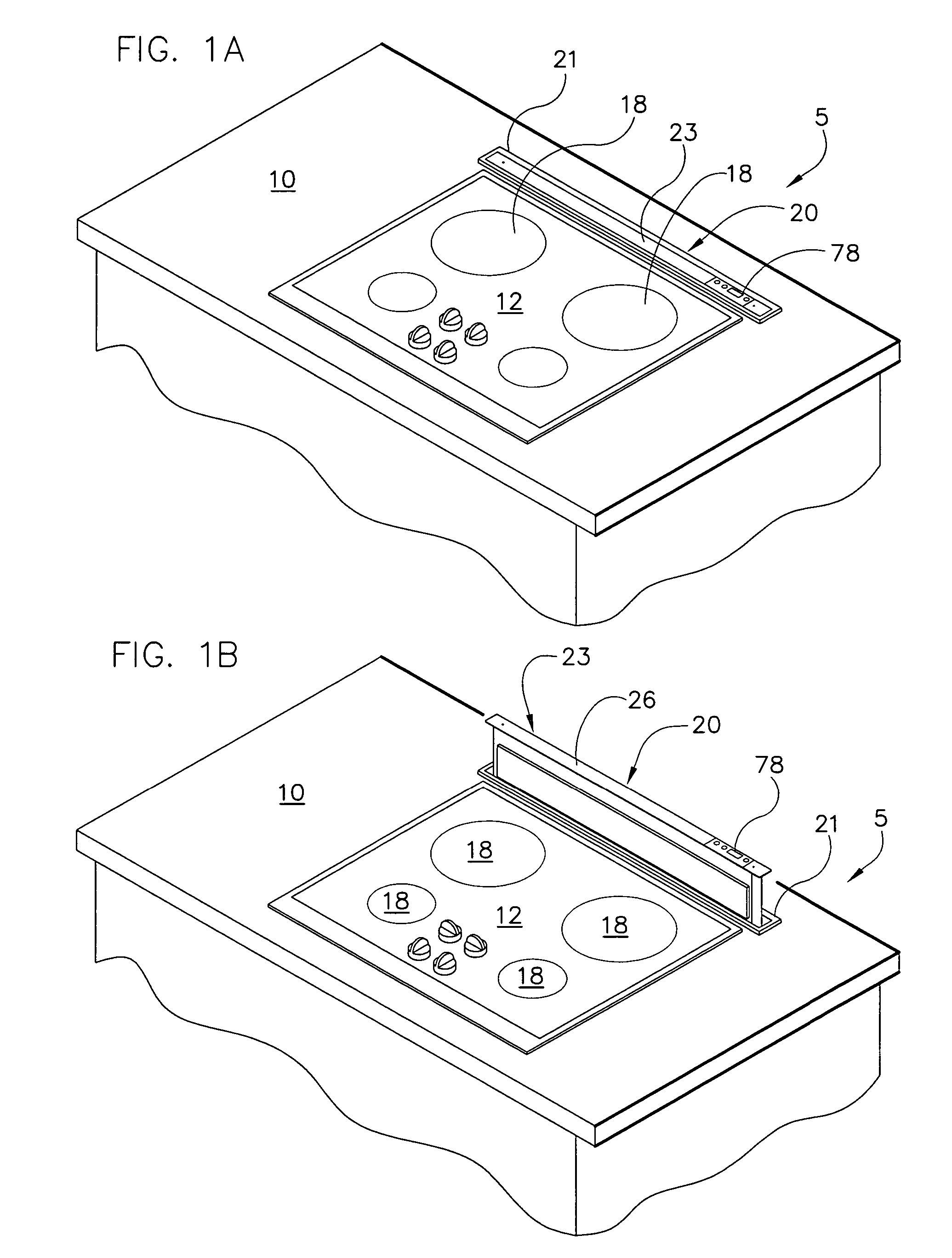 Adjustable downdraft ventilator