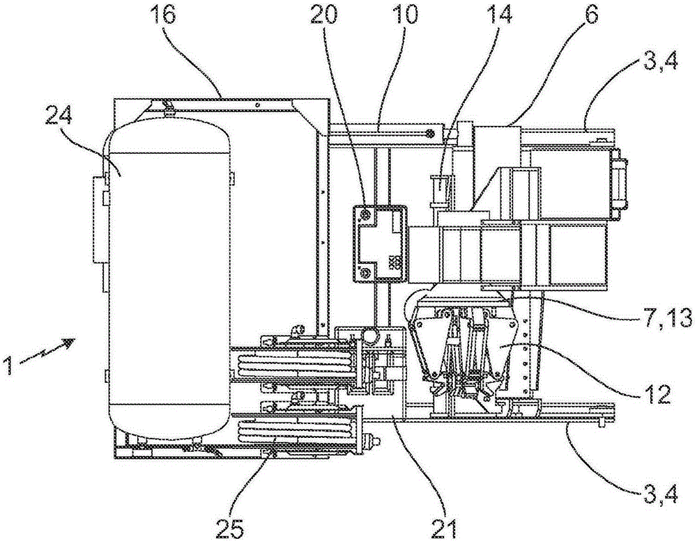 Onboard device for mounting/dismounting tyres of heavy goods vehicles