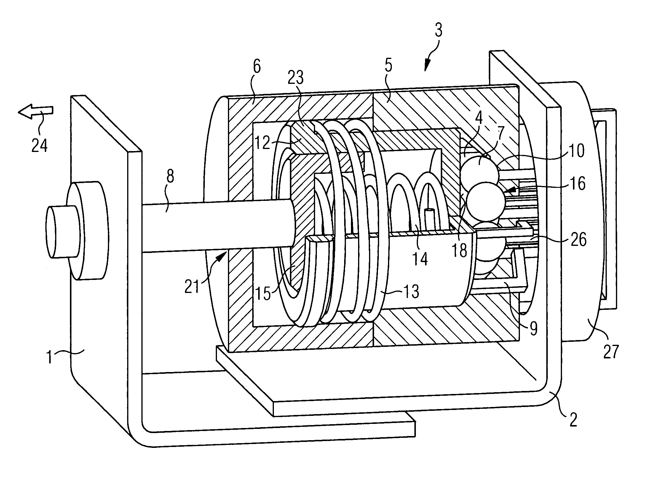 Arrangement for detecting the change in a relative position of two parts in relation to one another