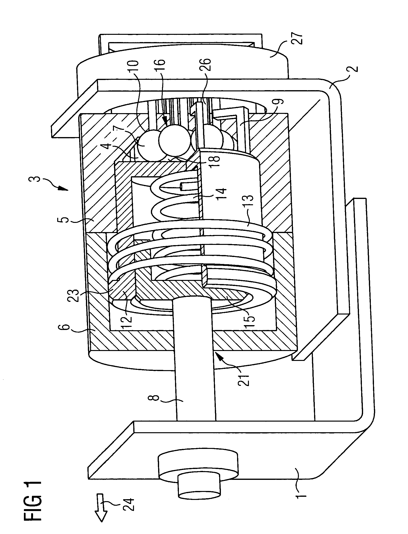 Arrangement for detecting the change in a relative position of two parts in relation to one another