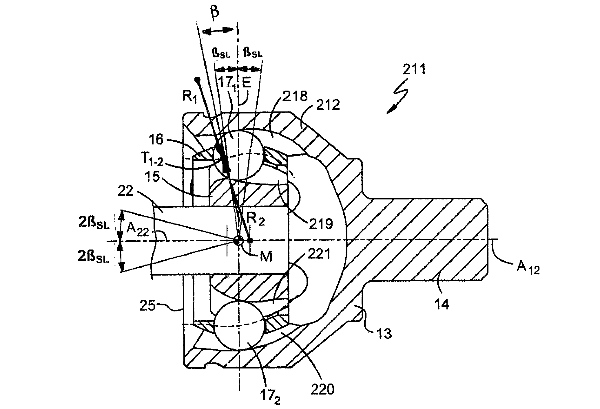 Counter track joint with track turning point