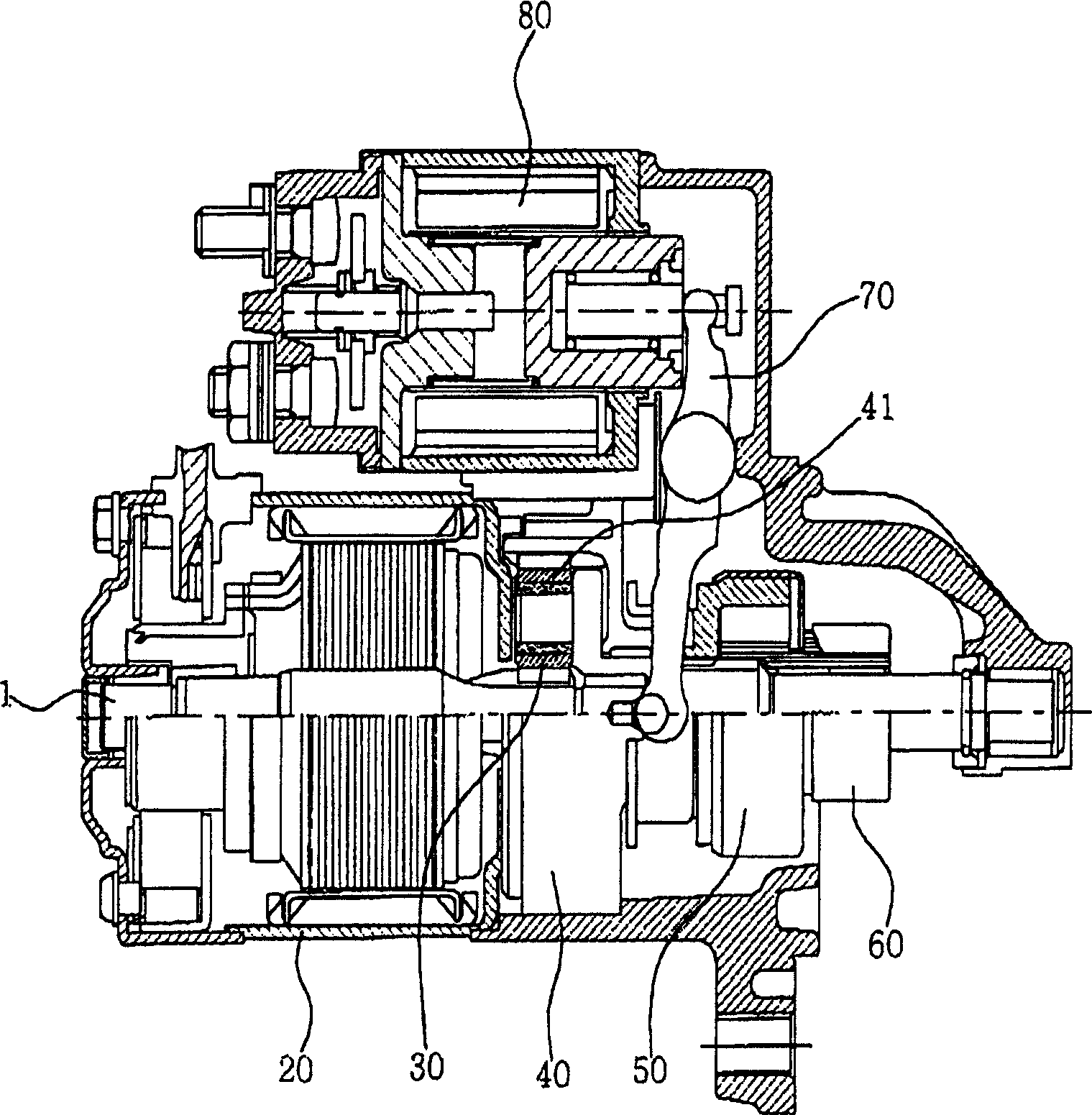 Yoke iron device for starting electric machine