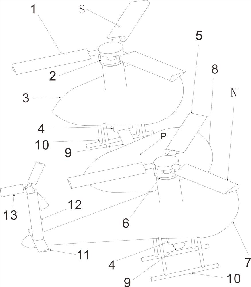 Flexible connection rotor cabin helicopter