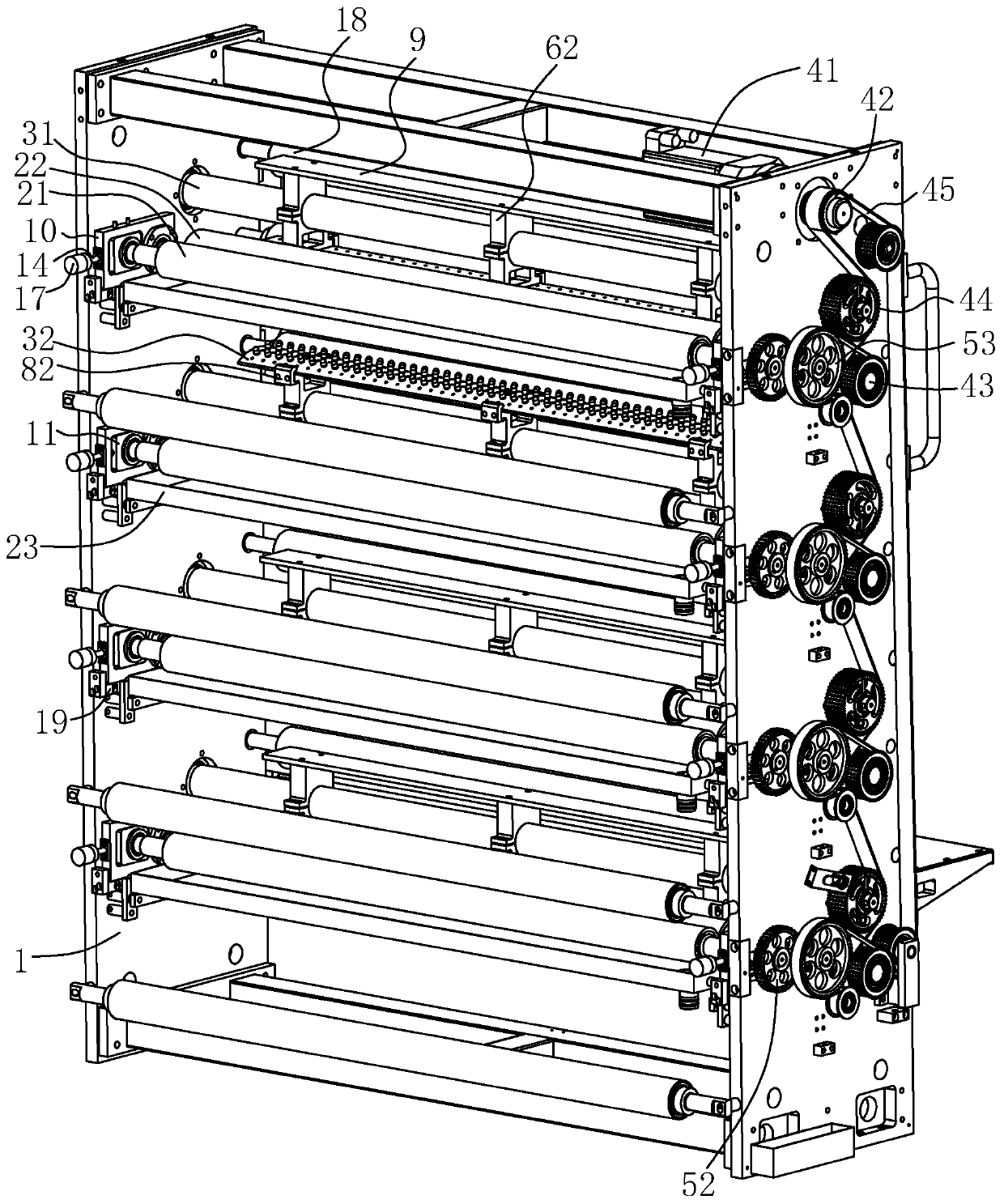 Transverse adhesive dispensing device