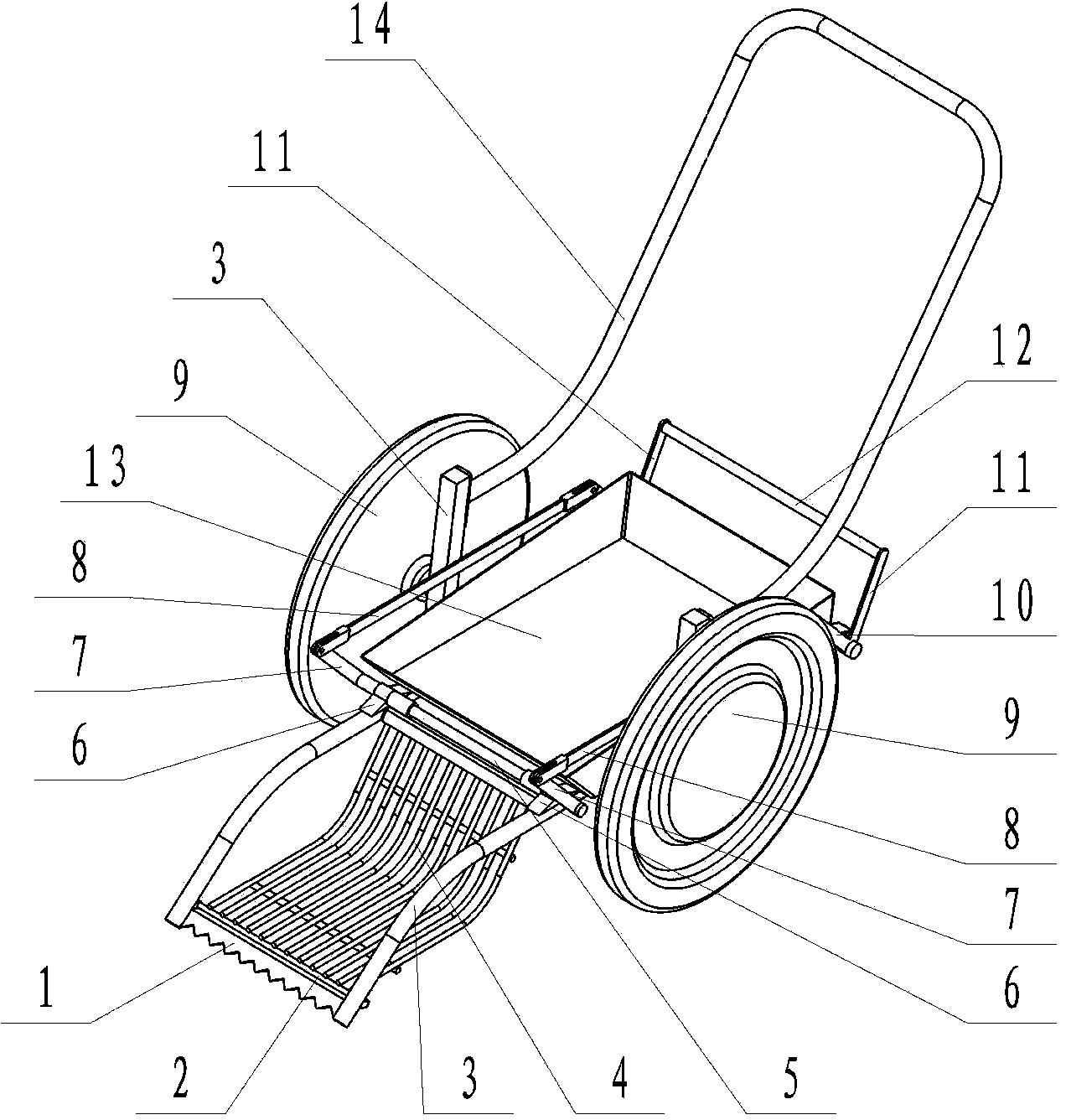 Pedal type yak excrement picking forklift