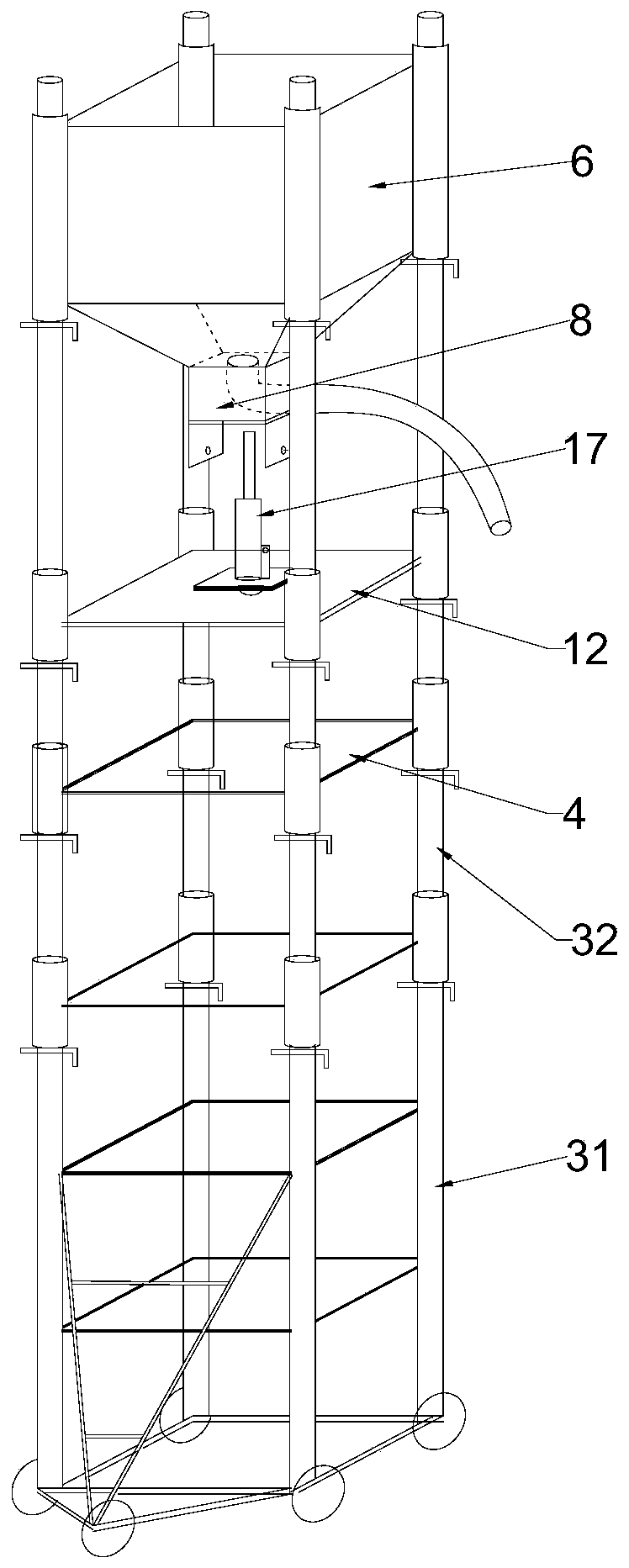 Height-adjustable concrete pouring frame and manufacturing method thereof