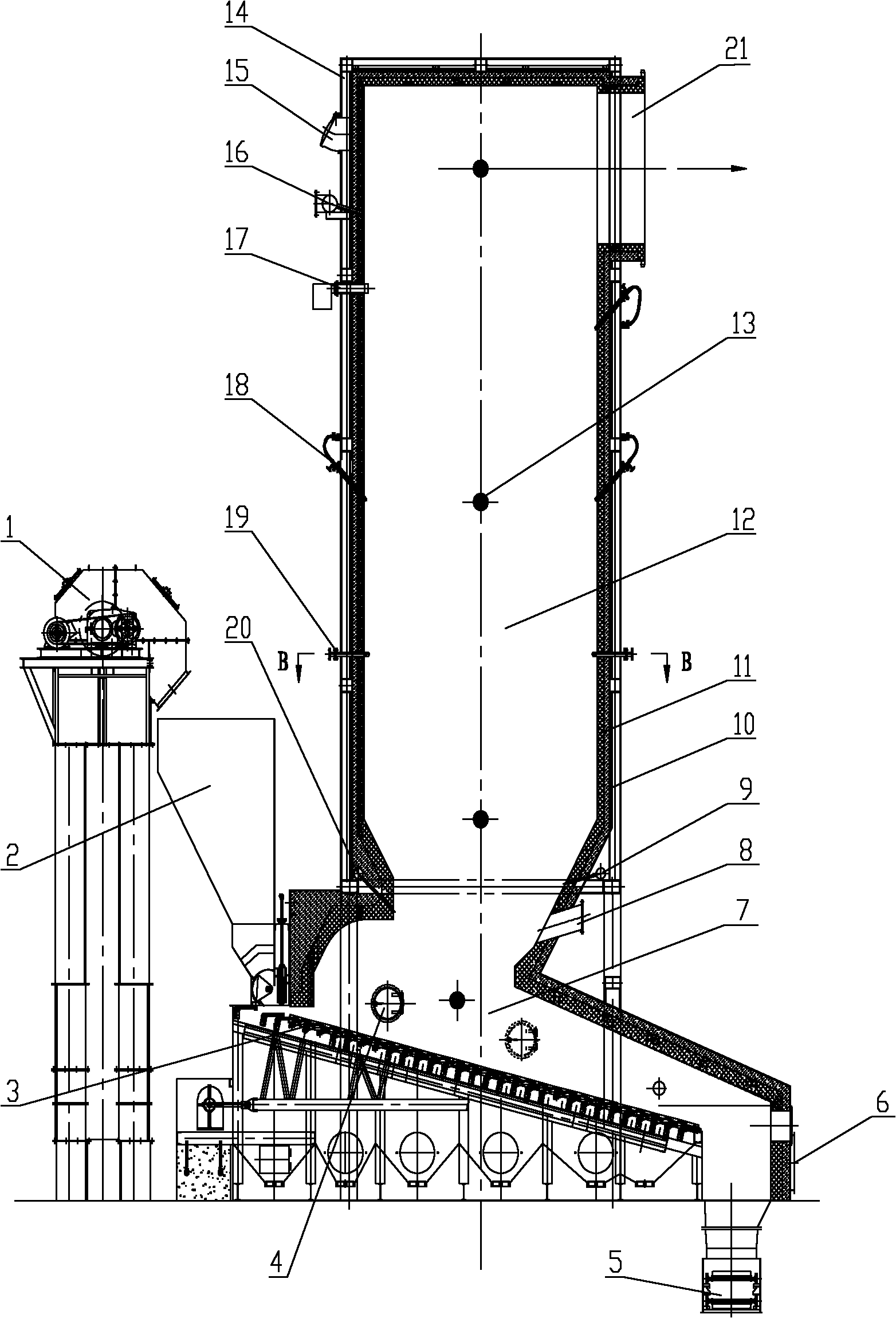 Incinerator of multi-element multi-dimension chemical hazardous waste