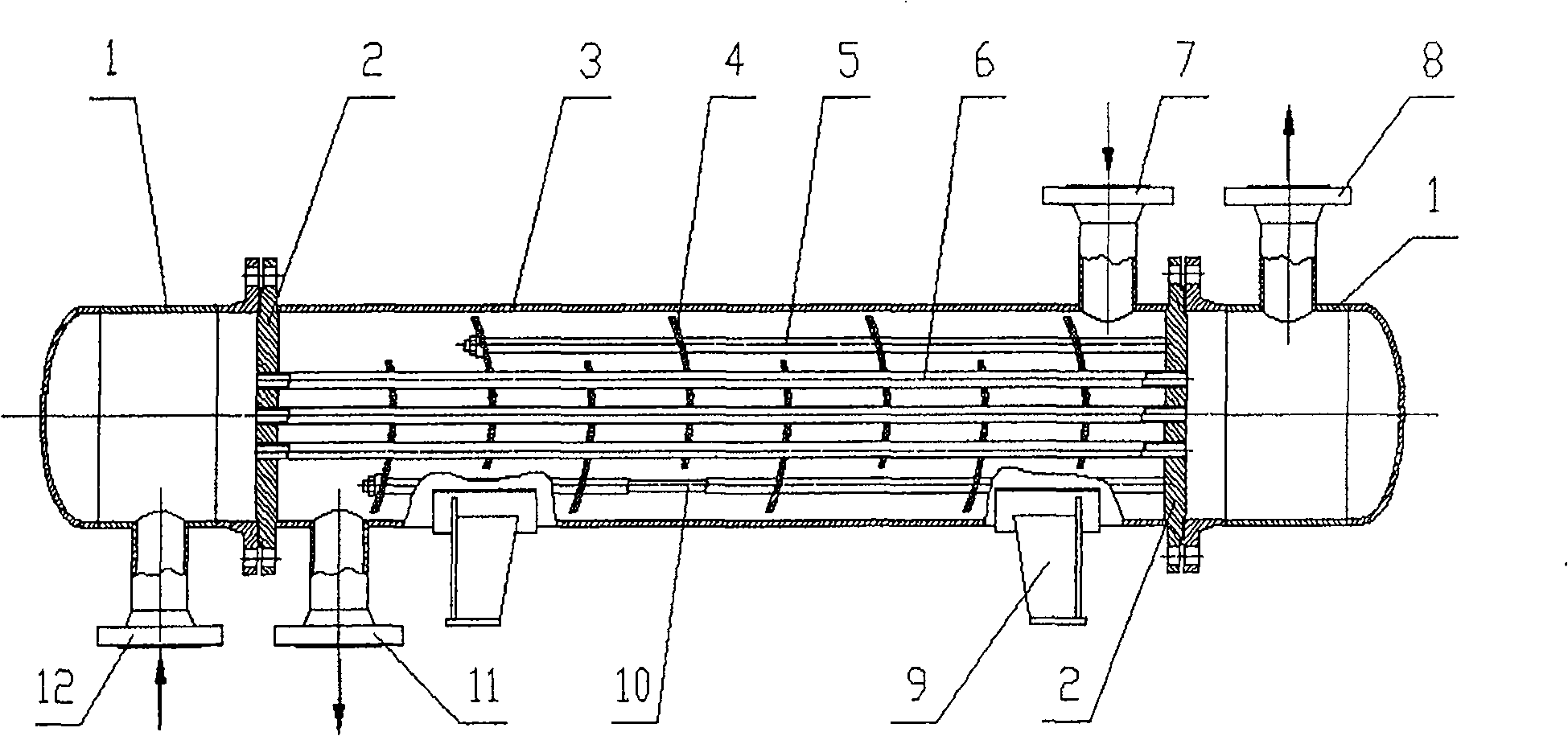 Curved face arch shape traverse baffle shell type heat exchanger