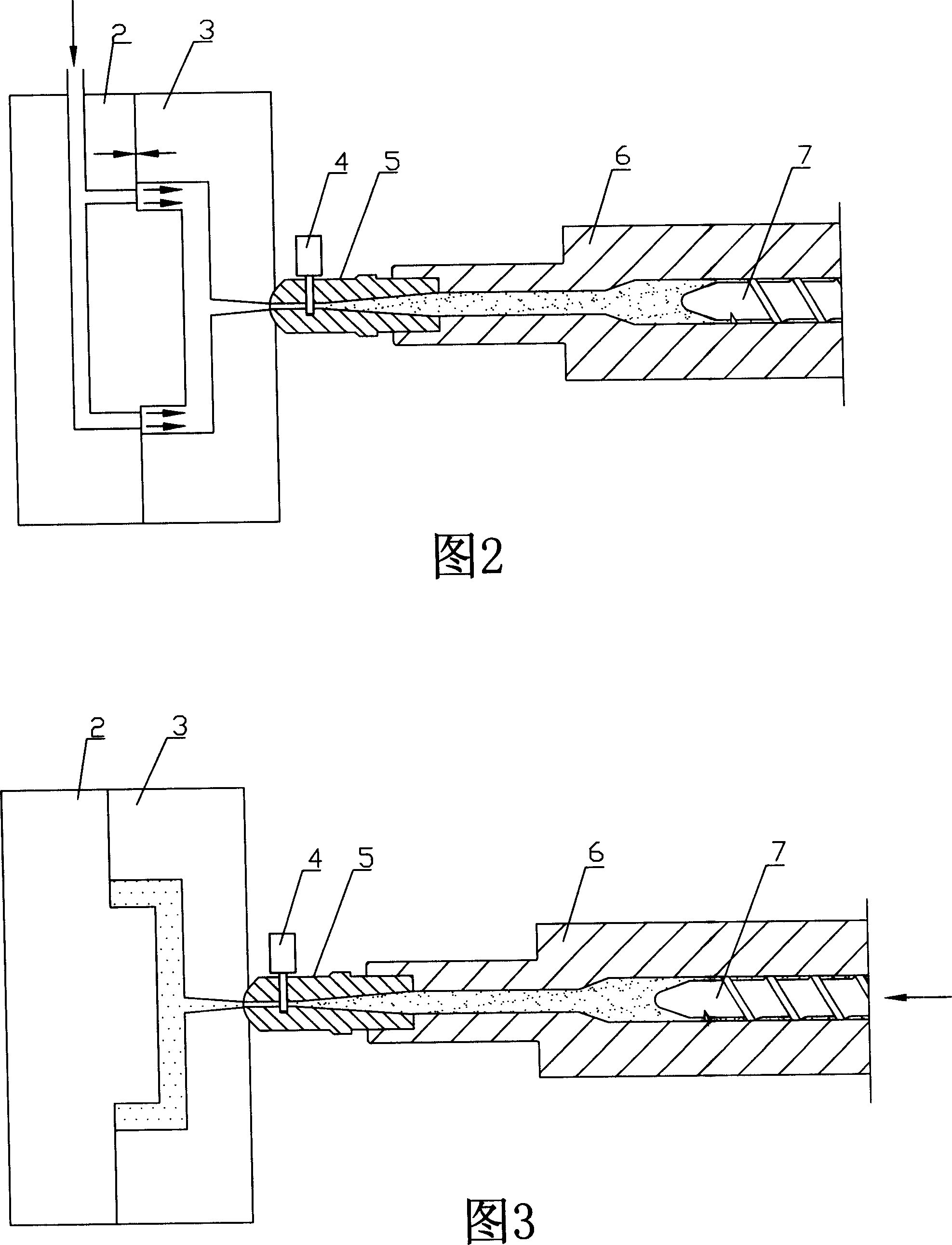 High speed injecting molding method by counter pressure method and chemical foaming method