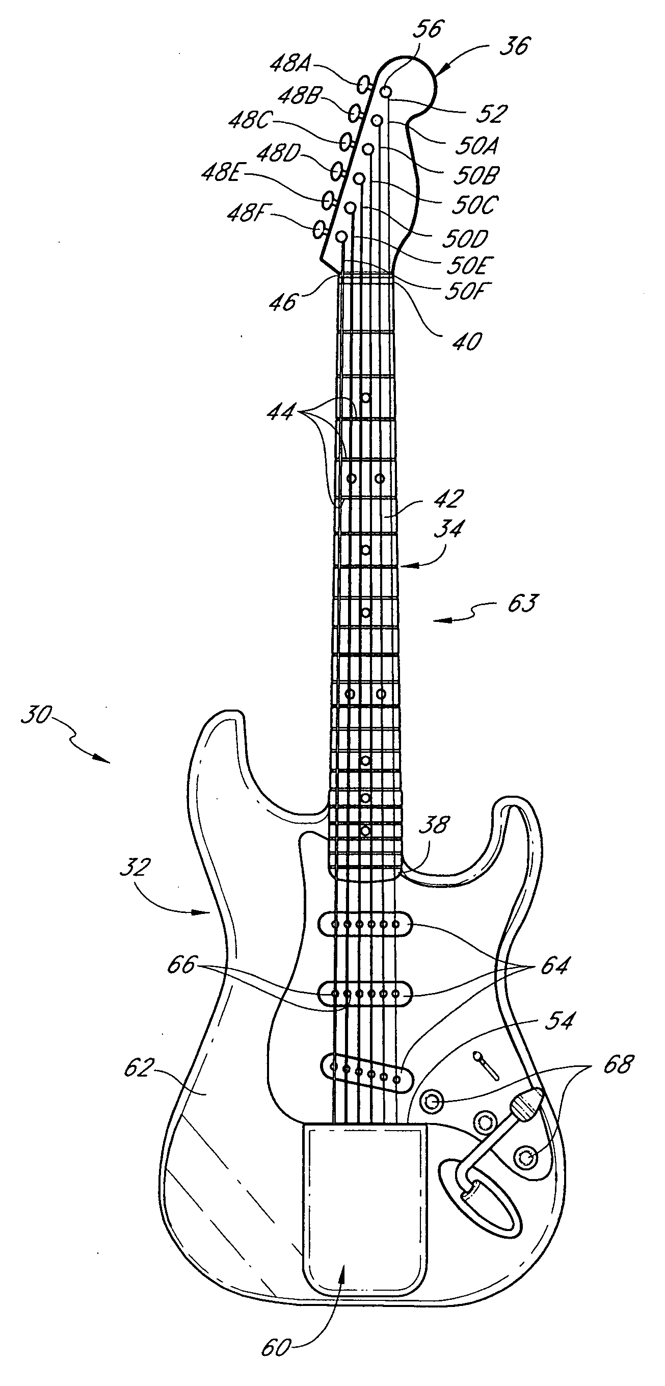 Stringed musical instrument using spring tension