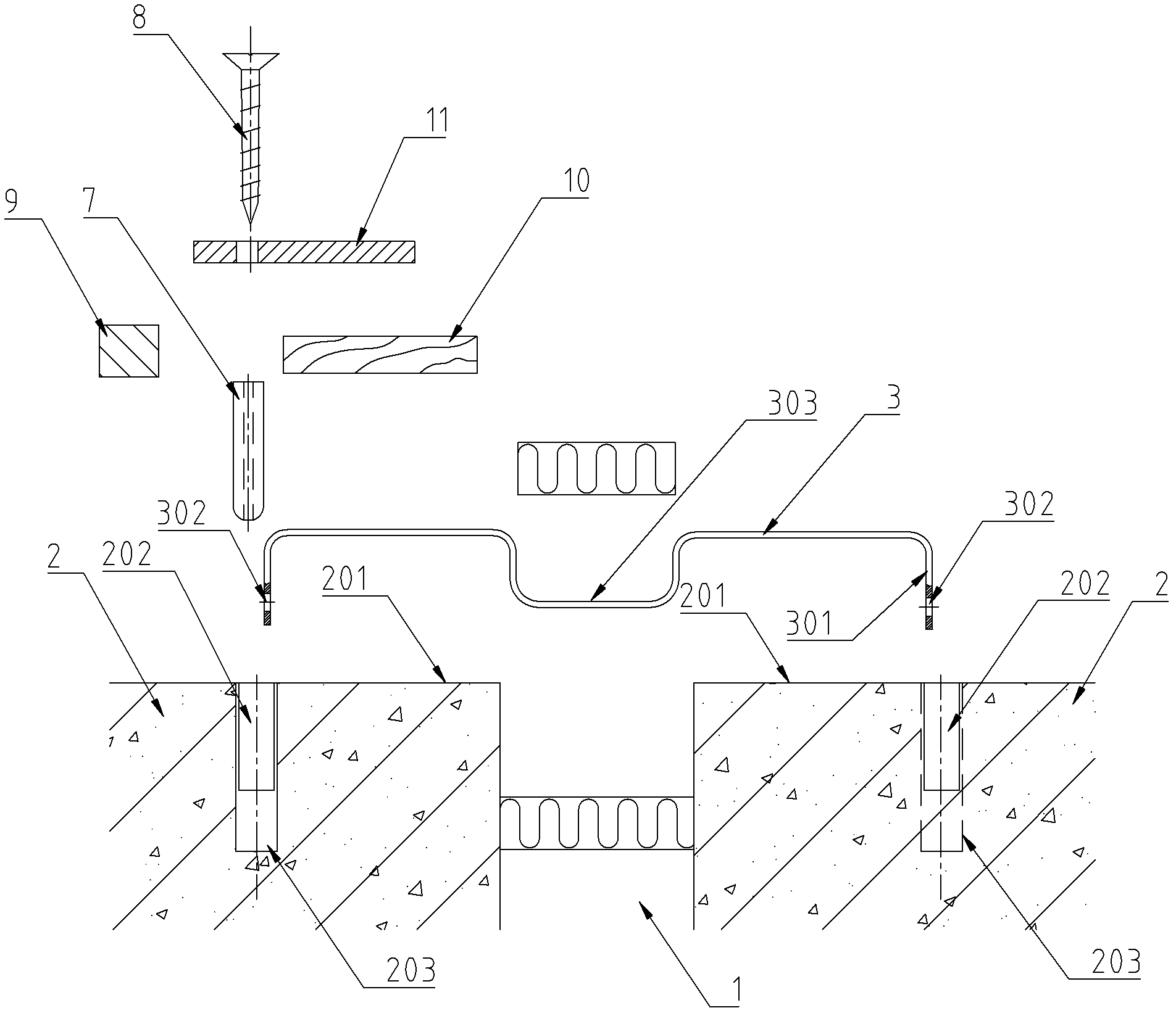 Construction method of waterproof leaking stoppage structure of building seam