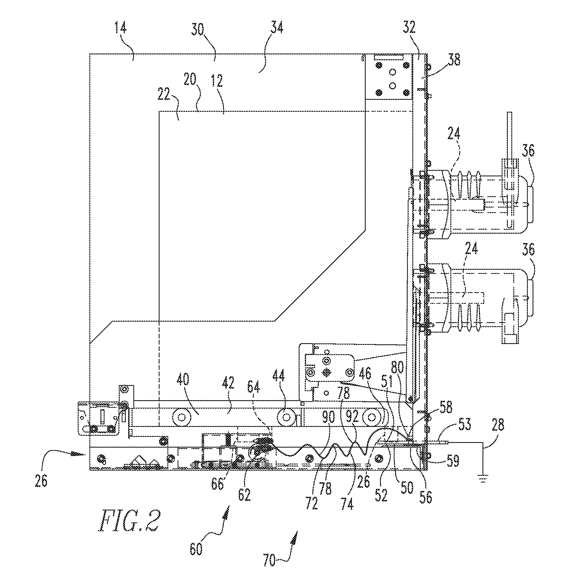 Switchgear enclosure housing assembly including an extendable conductor assembly