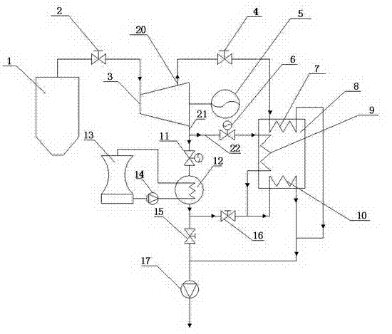 System utilizing absorption heat pump to recover exhaust steam waste heat of power station and heat boiler supply water