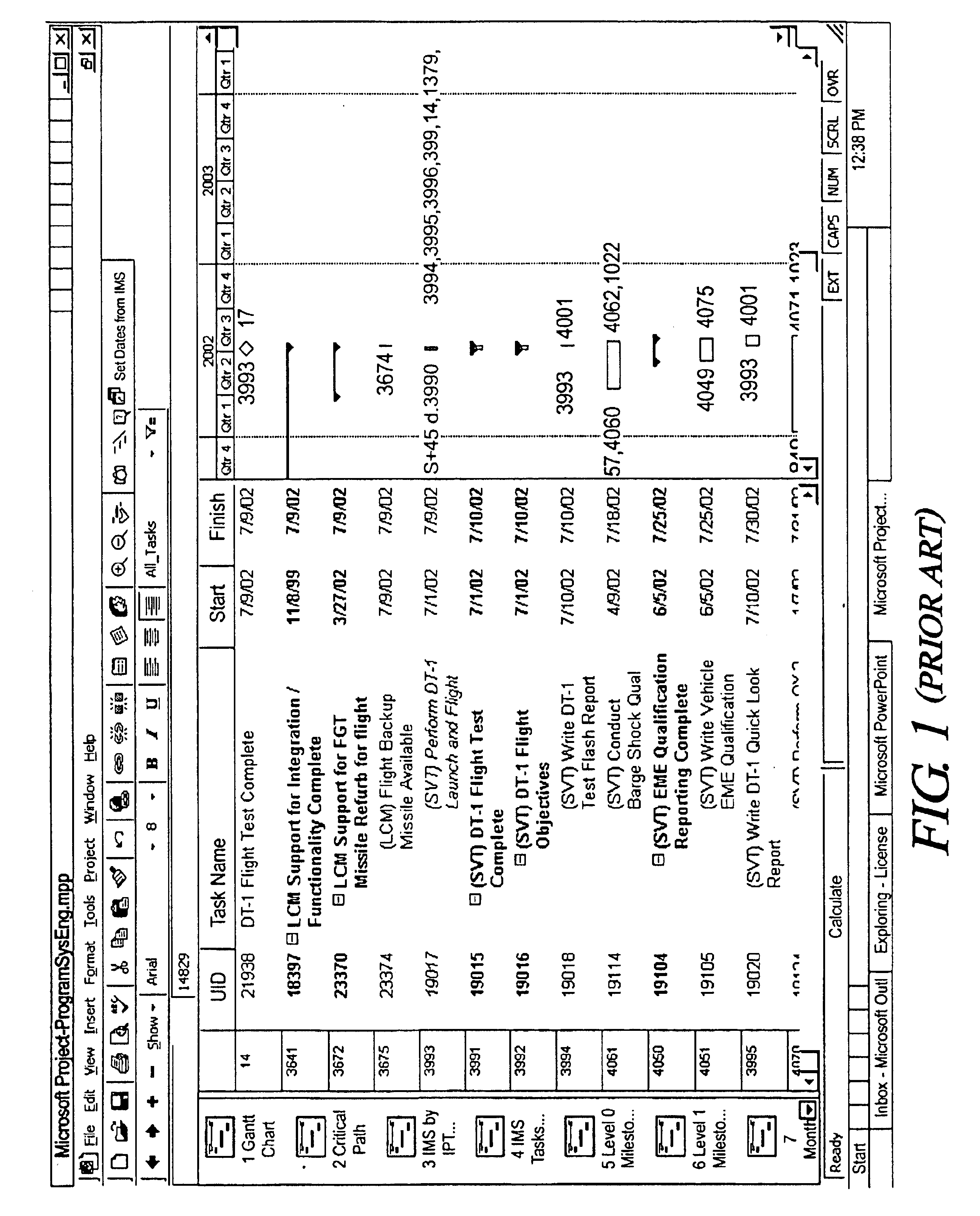 System and method for updating project management scheduling charts