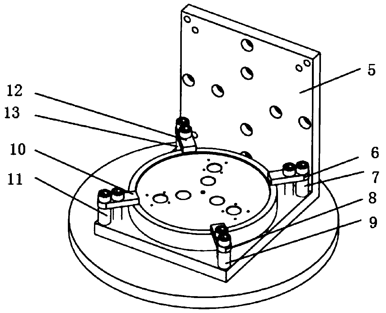 Vibration test device and test method for airplane panel connecting piece