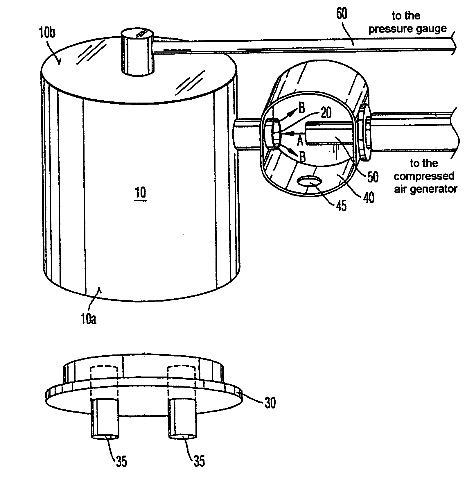 Device for generating a continuous positive airway pressure (CPAP device)