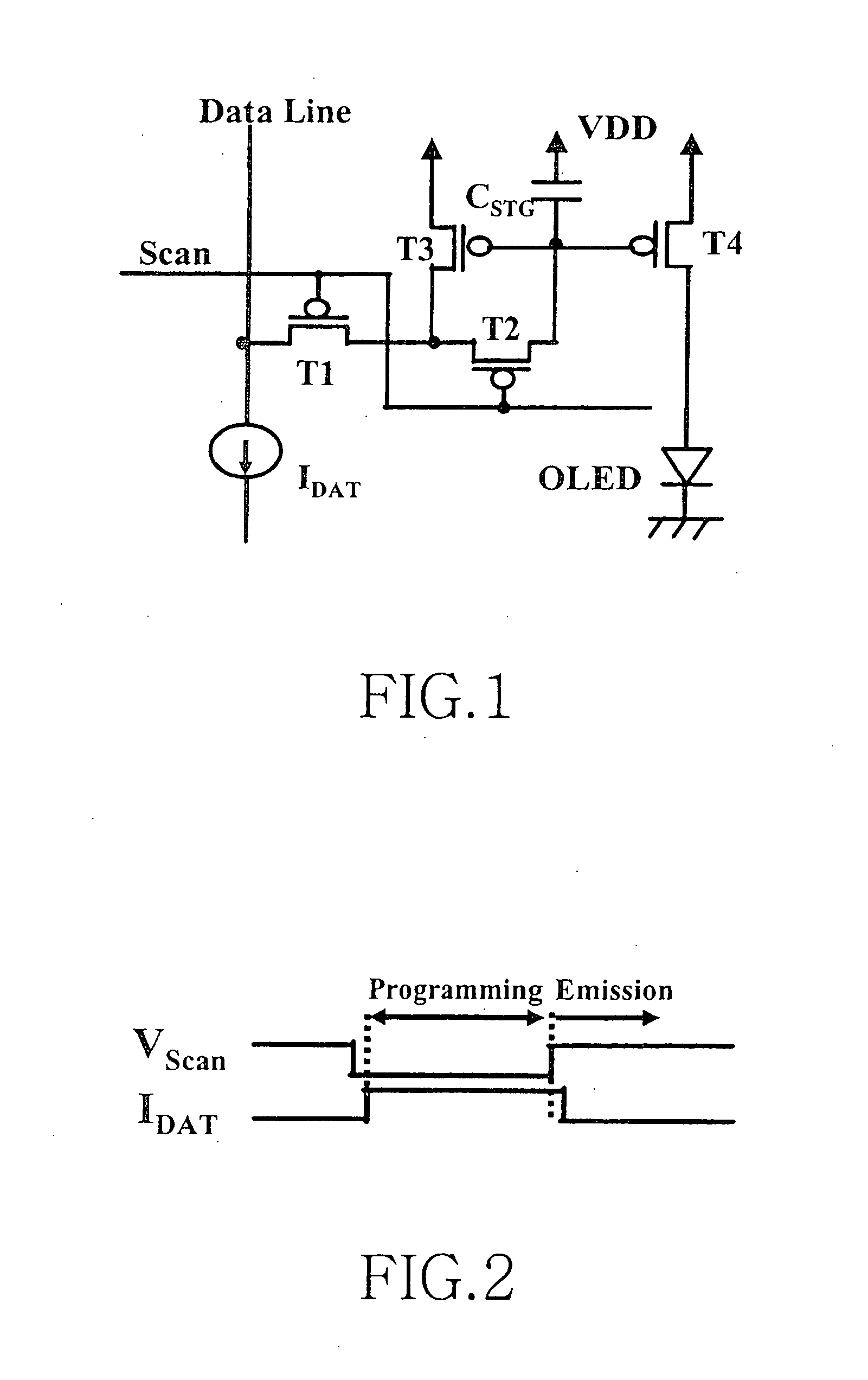 Picture element structure of current programming method type active matrix organic emitting diode display and driving method of data line