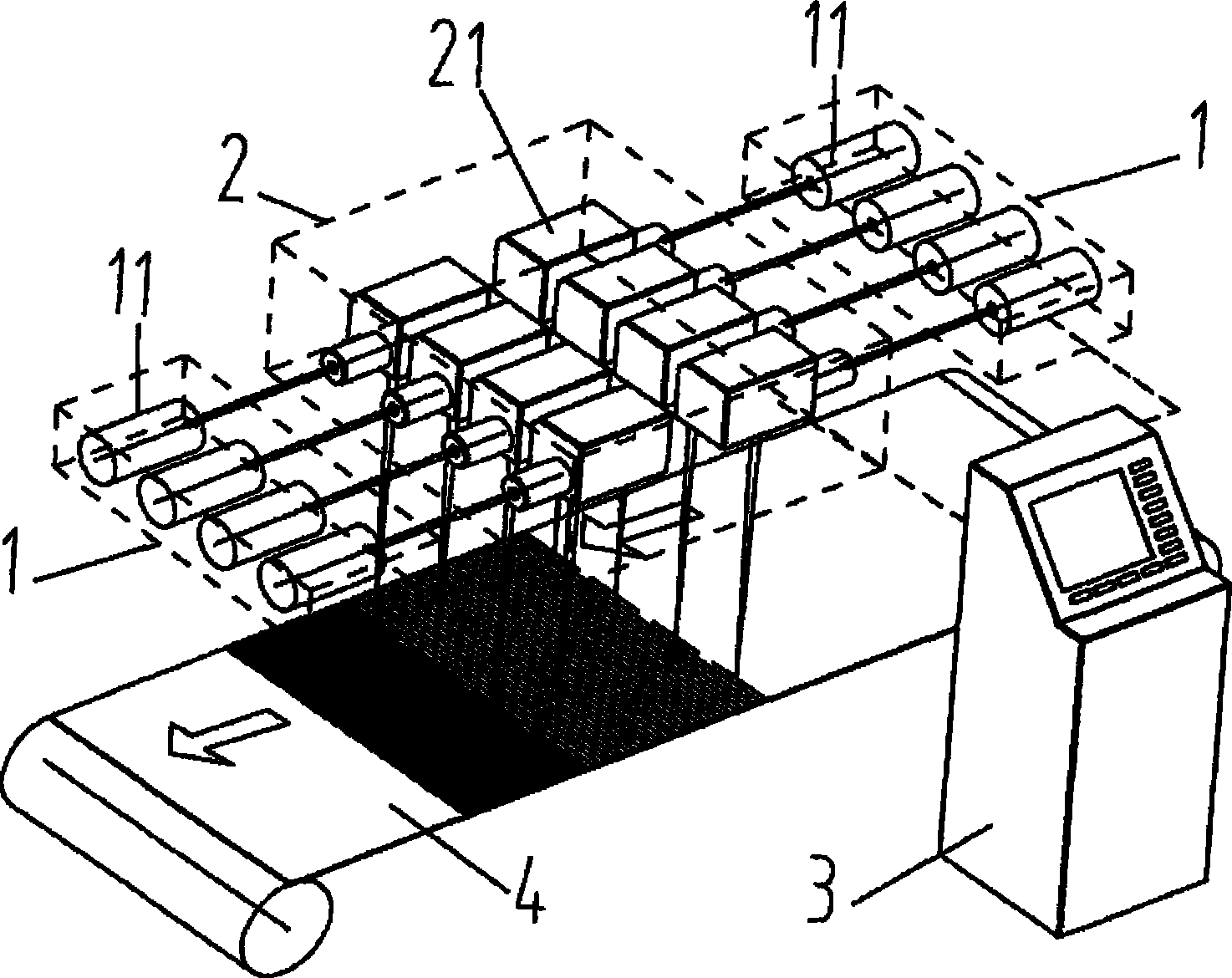 Laser on-line high speed scratching device based on vibrating mirror array