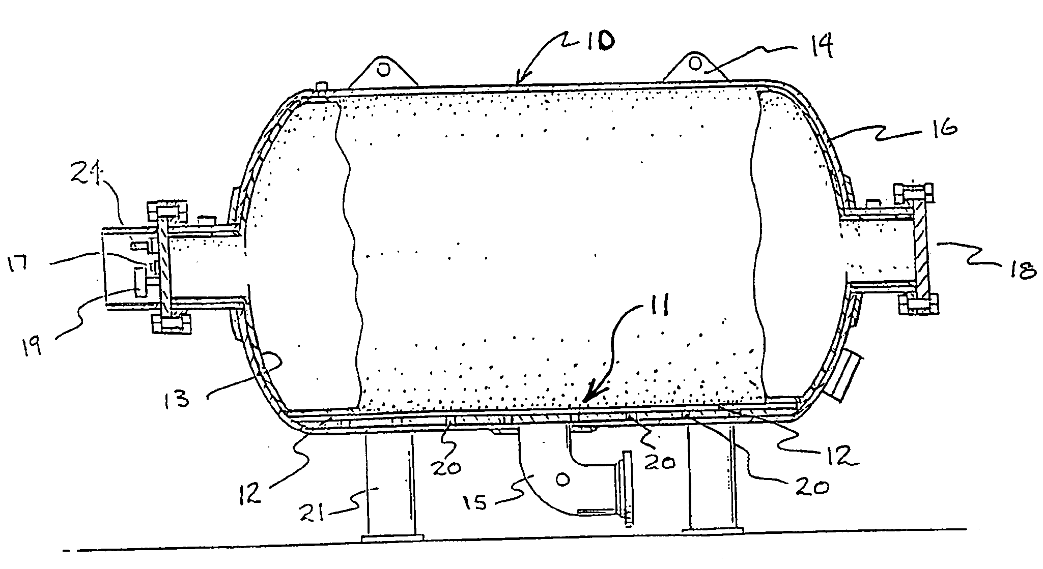 High flow nozzle system for flow control in bladder surge tanks