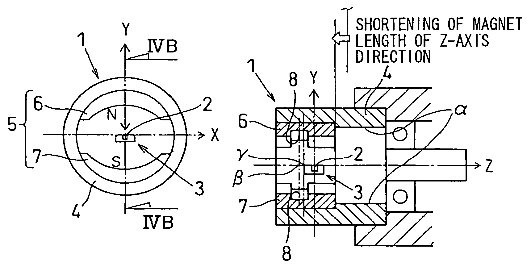 Rotation angle detection device having magnetic flux alteration unit