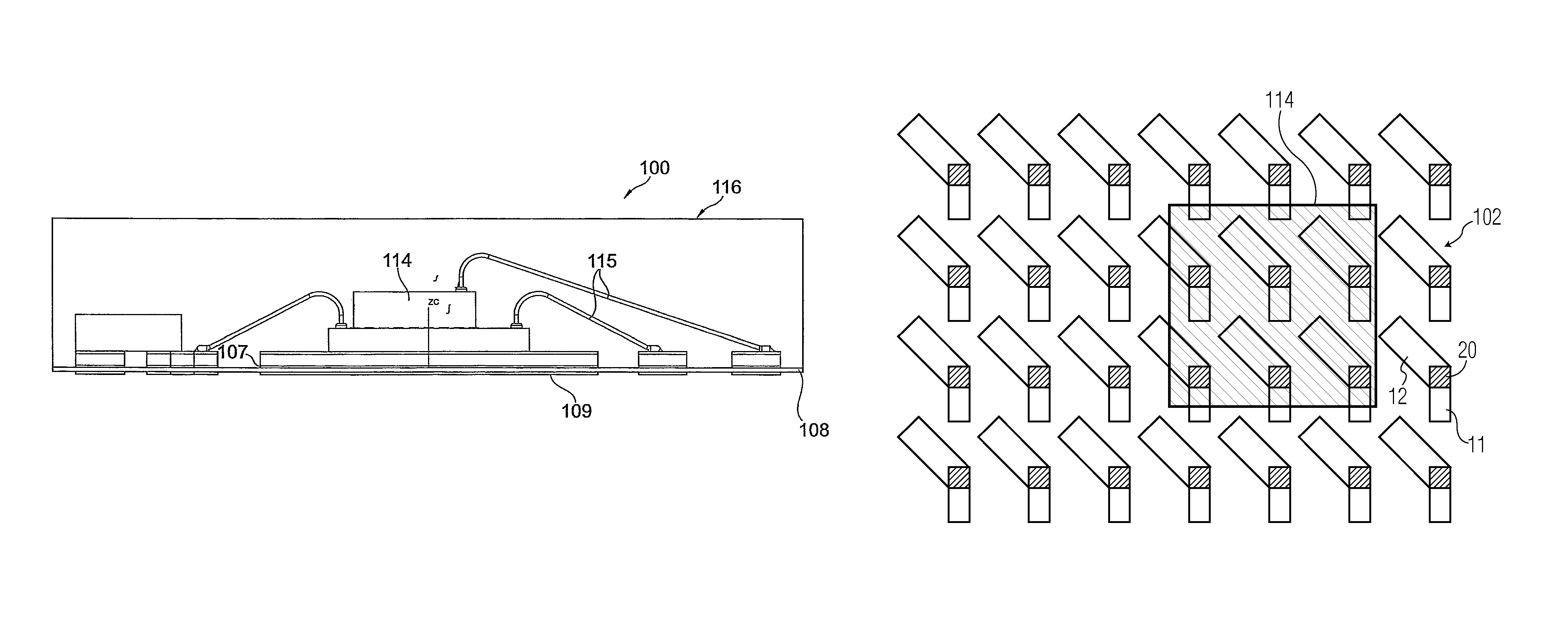 Package, method of manufacturing a package and frame