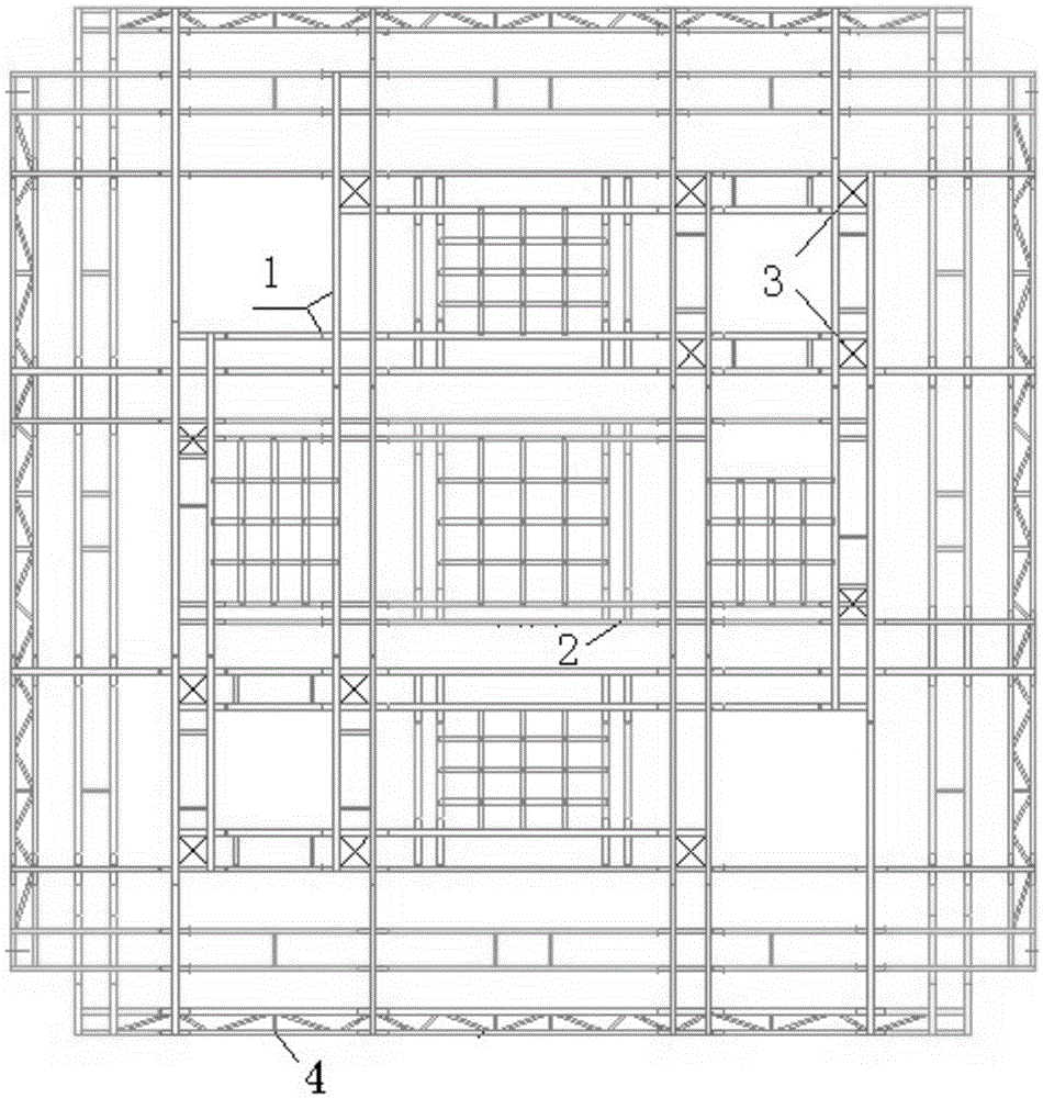 Structure for segmenting and sectioning steel plate wall under influence of trusses of intelligent jacking steel platform