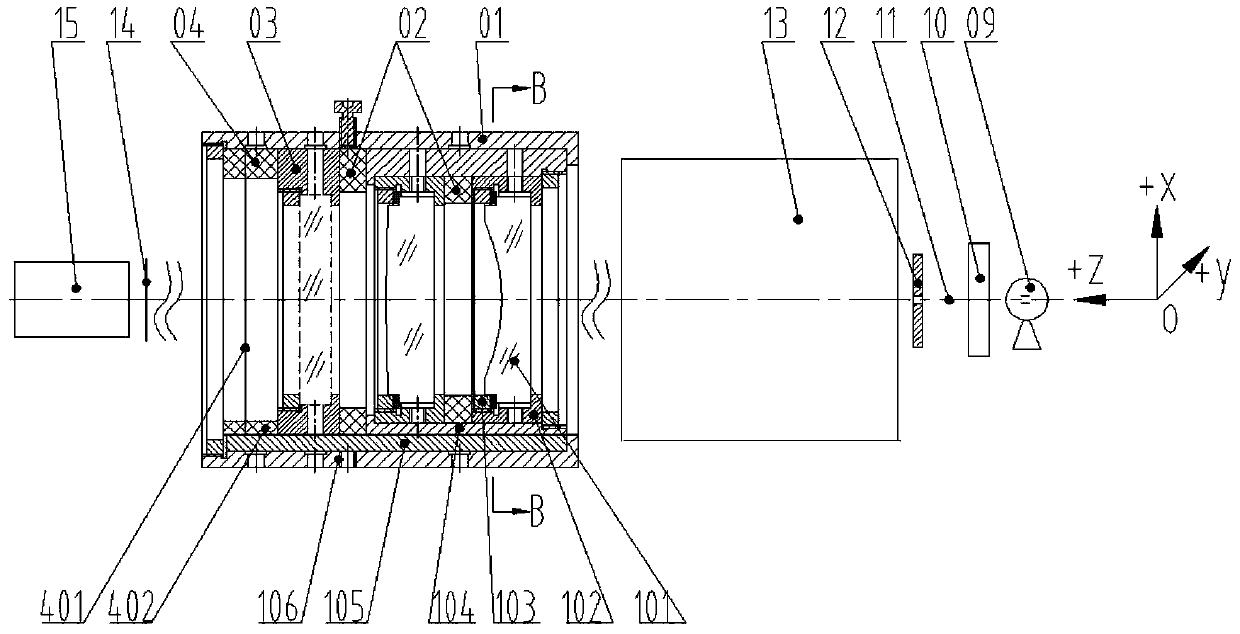 One-dimensional imaging heterodyne spectrometer's field diaphragm installation structure and field detection method