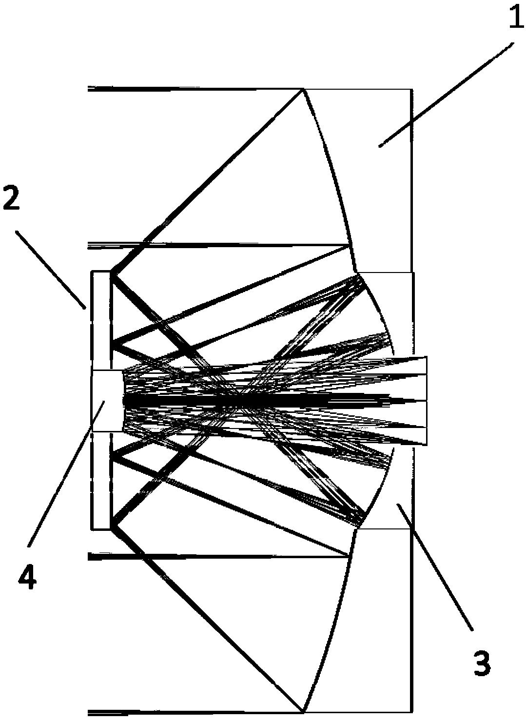 Compact large-field-of-view inter-embedded total-reflection optical system