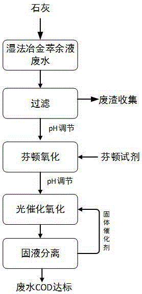 Hydrometallurgy industry raffinate waste water COD removal method