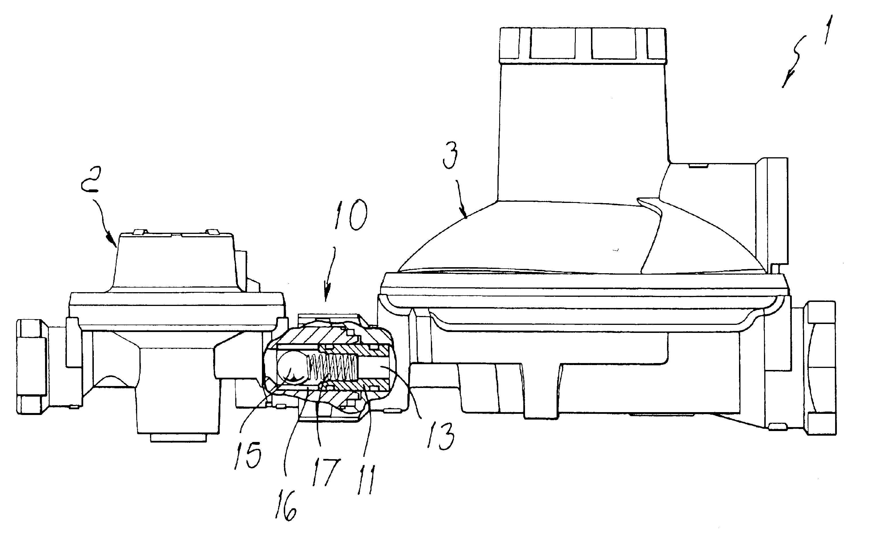 Device for regulating the flow of gas toward user equipment