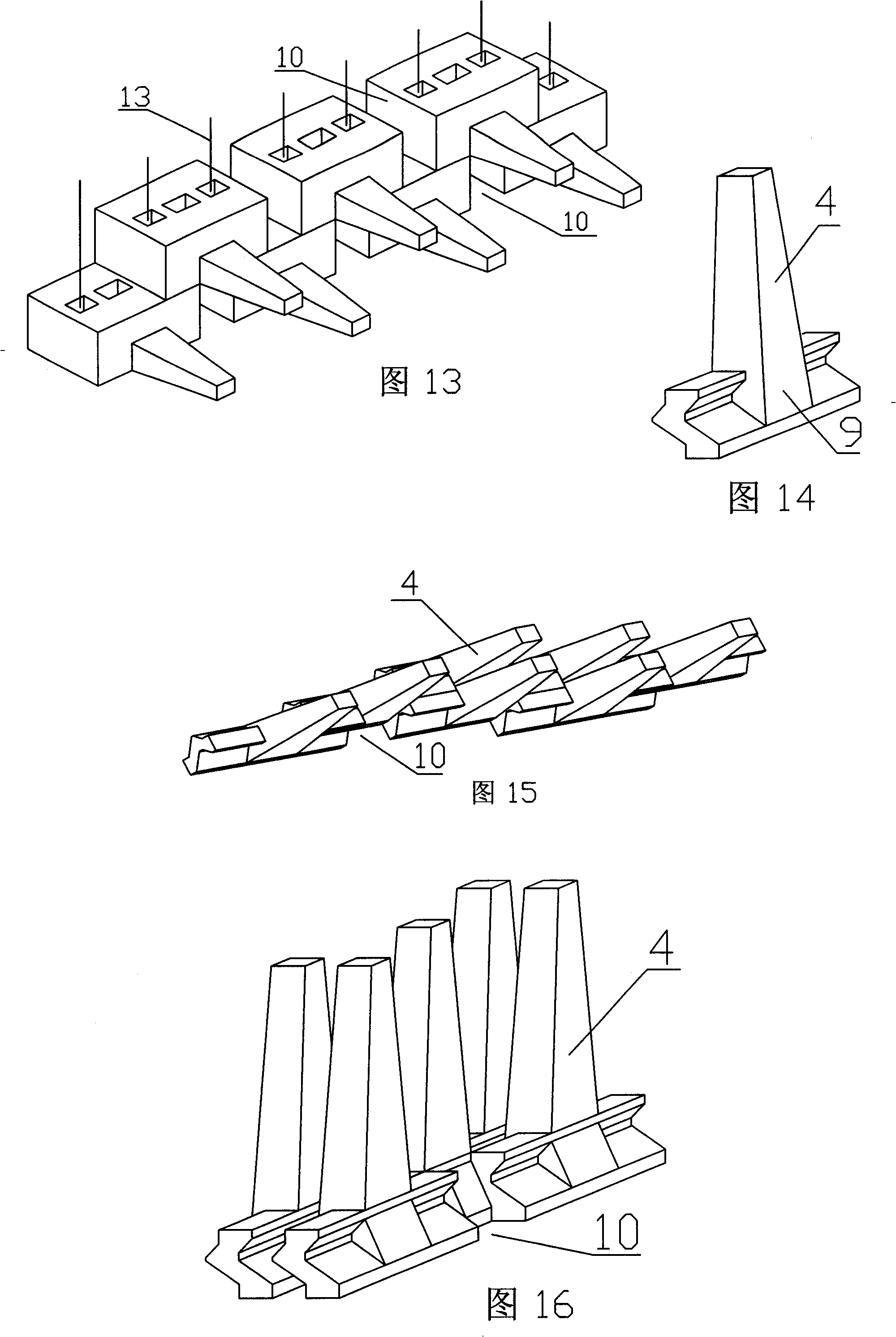 Wave dissipation building blocks forming wave dissipation wall body and formed wall body