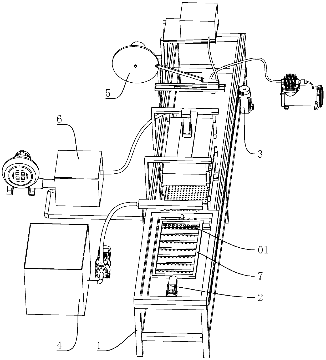 Automatic production device for cleaning, drying and painting zipper head