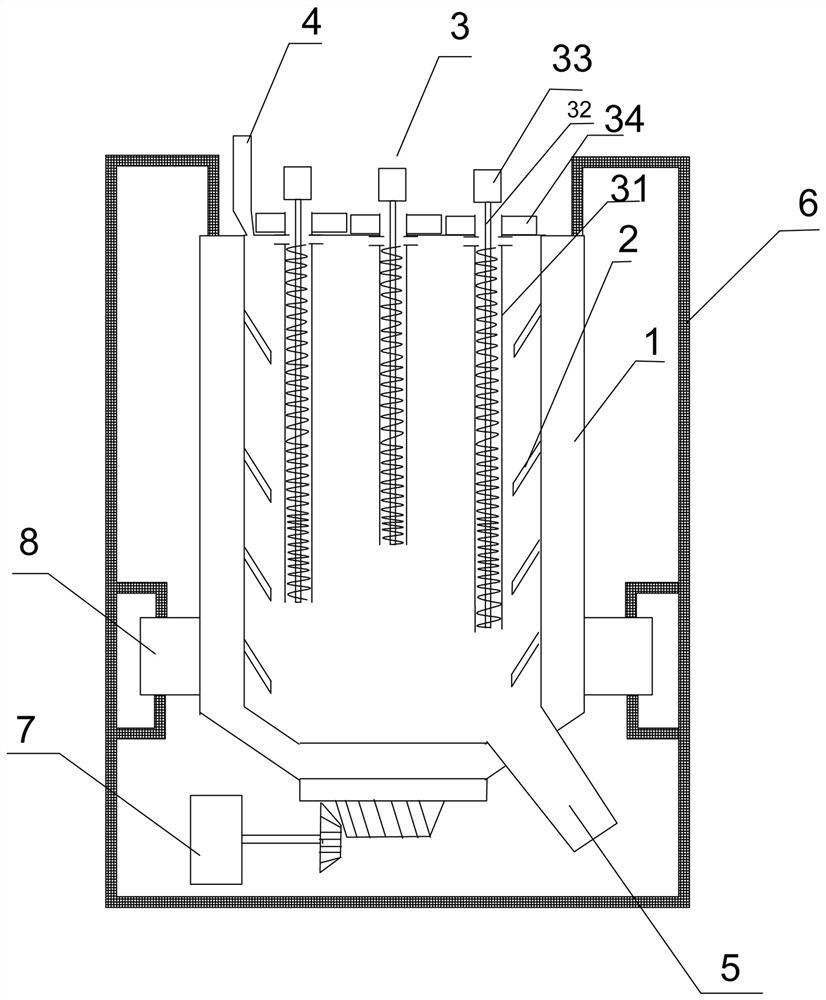 Internal and external disturbance type mixing device and efficient stirring method